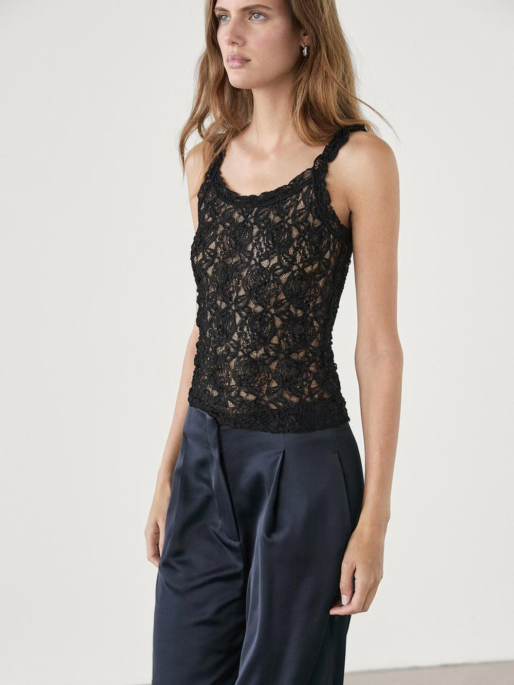 Massimo Dutti Топ на бретелях, черный