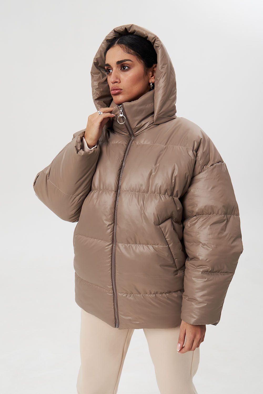Пуховик средней длины 2.0 цвета капучино