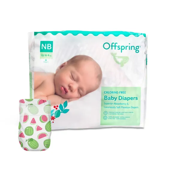 Подгузники Offspring NB 2-4 кг, 26 шт, арбуз