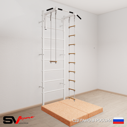 Шведская стенка Sv Sport усиленная 6184 (Турник стандарт/Лестница/Трапеция/Мат 1м)