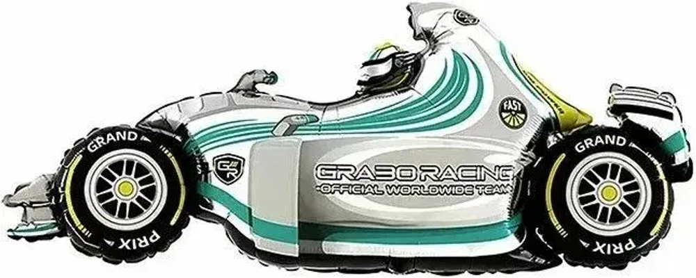 Шар (43""/109 см) Фигура, Гоночный автомобиль, машина, Формула 1, Серый, 1 шт. Г14