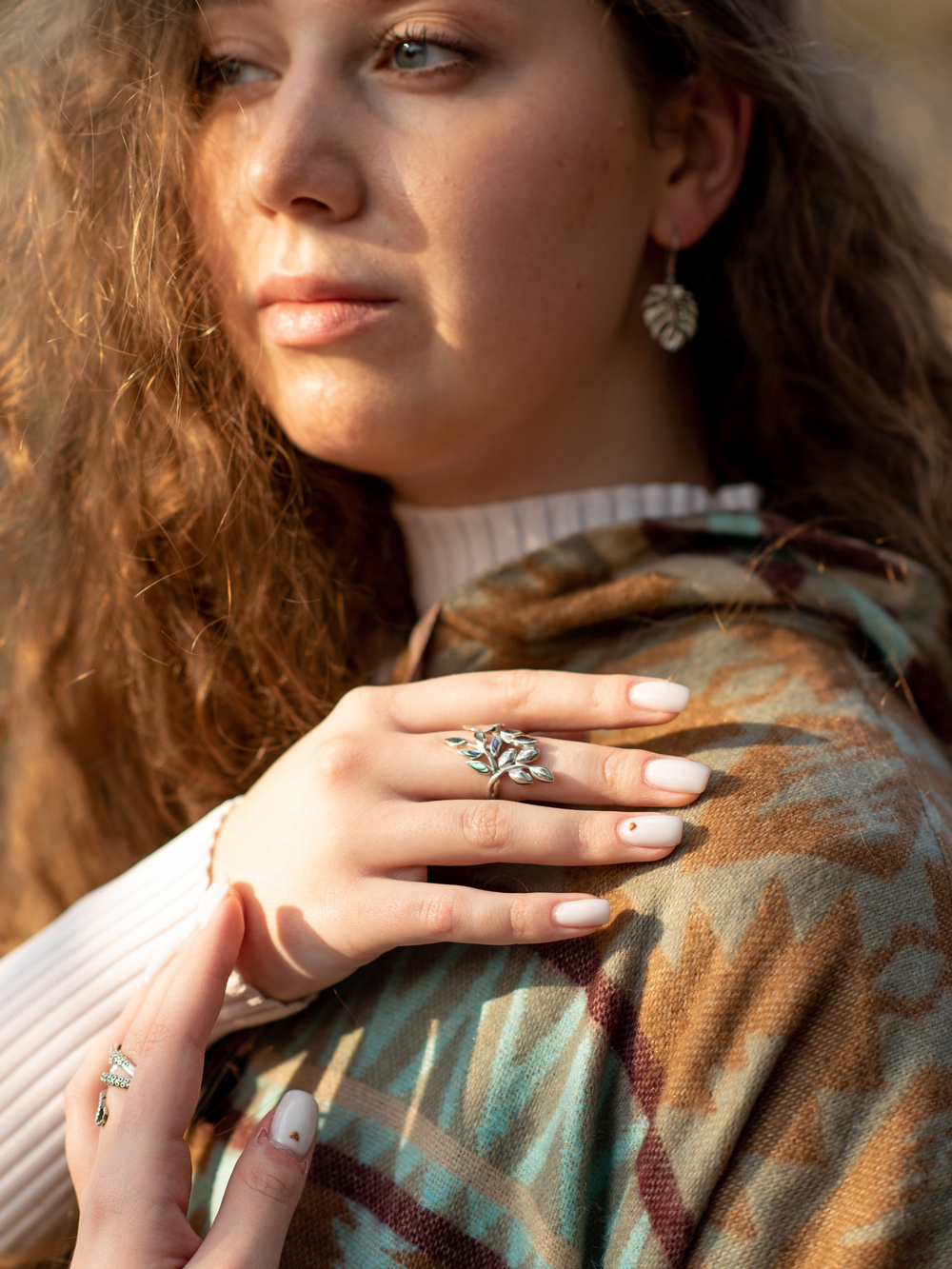 Кольцо ВЕТОЧКА-2, серебро/перламутр