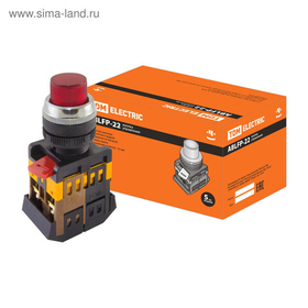 Кнопка ABLFP-22 красный d22мм неон/230В 1з+1р TDM SQ0704-0005