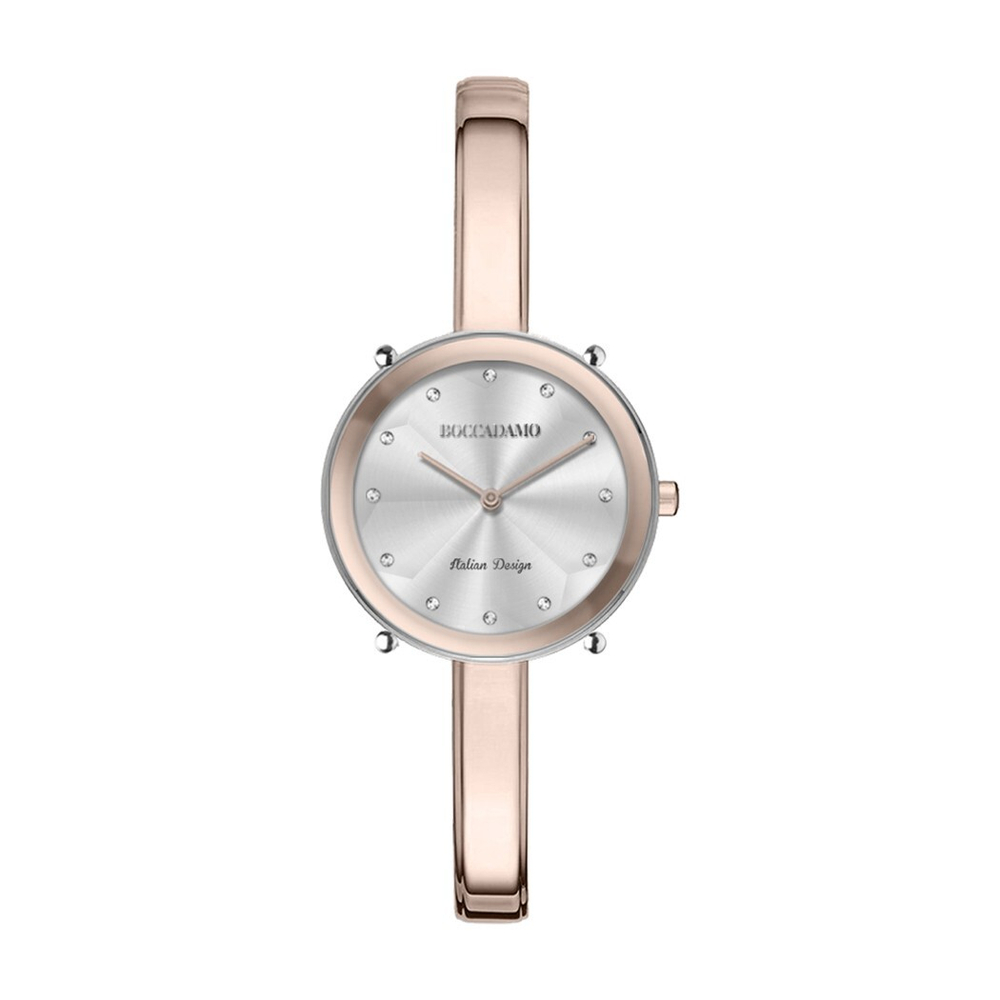 Часы Boccadamo Loving Rosegold Silver LO004 BW/RG с минеральным стеклом, кристаллами Swarovski