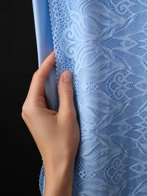 03-294 ОПТ Кружево эластичное 24 см, голубой 3090