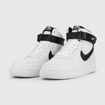 кроссовки Nike Air Force 1 Mid White Black Swoosh