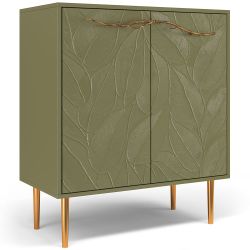 Комод Арт Колор leaves Стайл Голд с 2 полками Зеленая олива