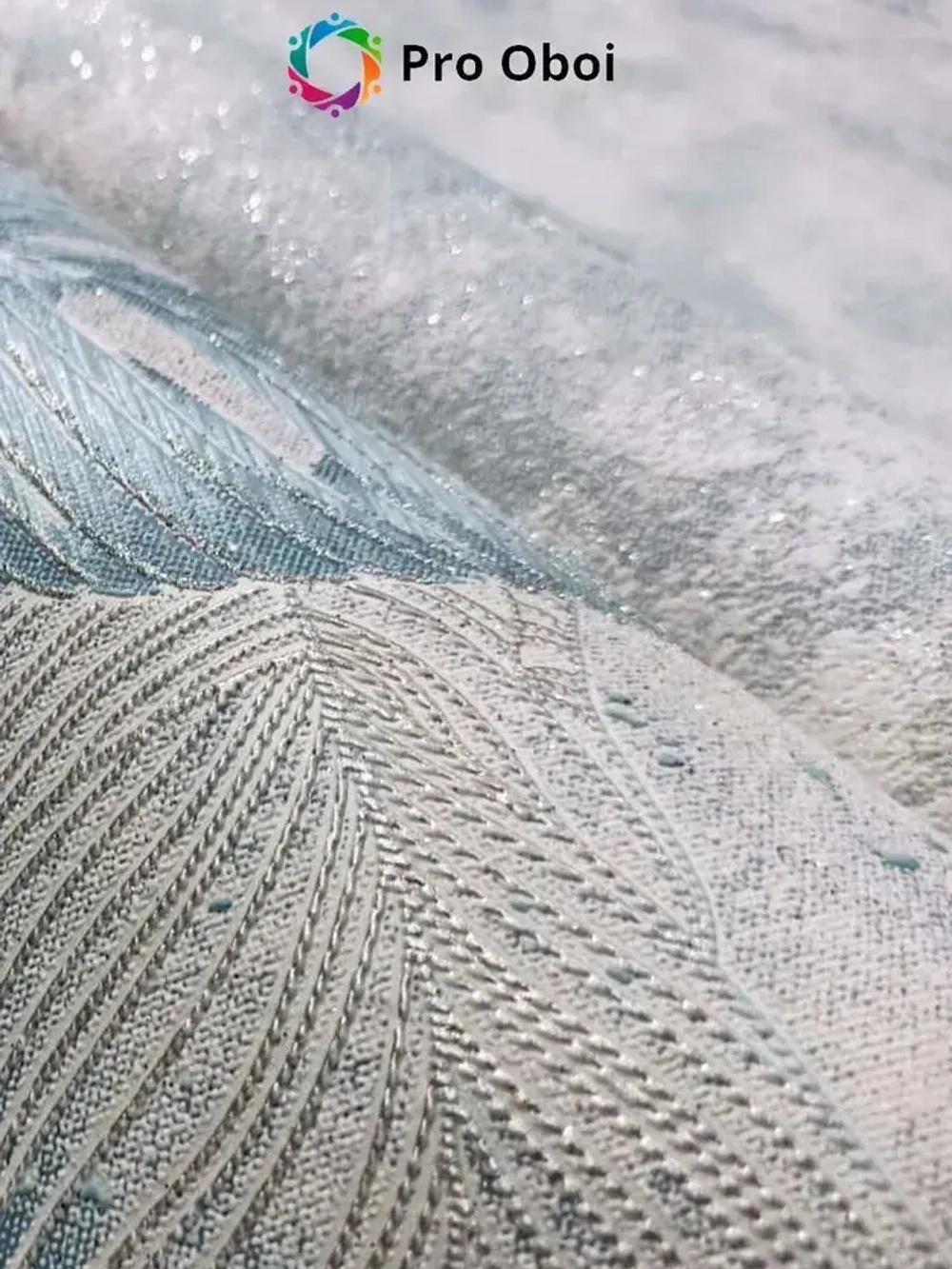 Gomel-FOX Обои вспененный винил на флизелине, бирюзовые листья, в спальню, в прихожую, в кухню,1.6х10м