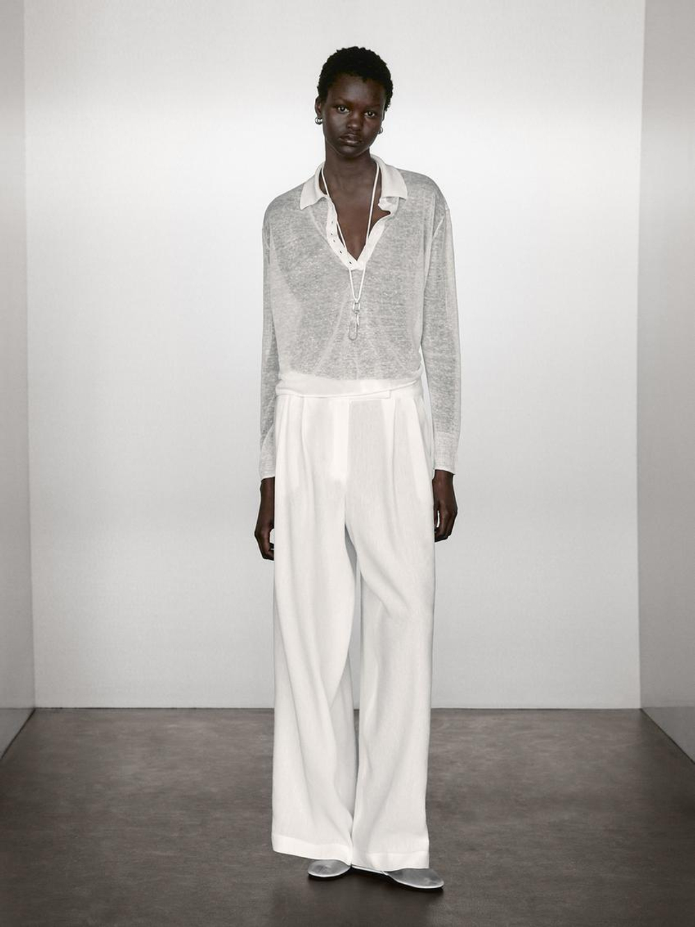 Massimo Dutti Свитер тонкой вязки, белый