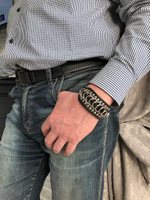 Браслет из натуральной кожи и стали марки 316L. Застежка ремешок.