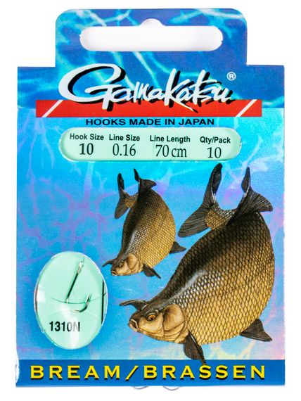 Крючки с поводком Gamakatsu BOOKLET BREAM 1310N разм. 10-0.18мм 70см 10шт.
