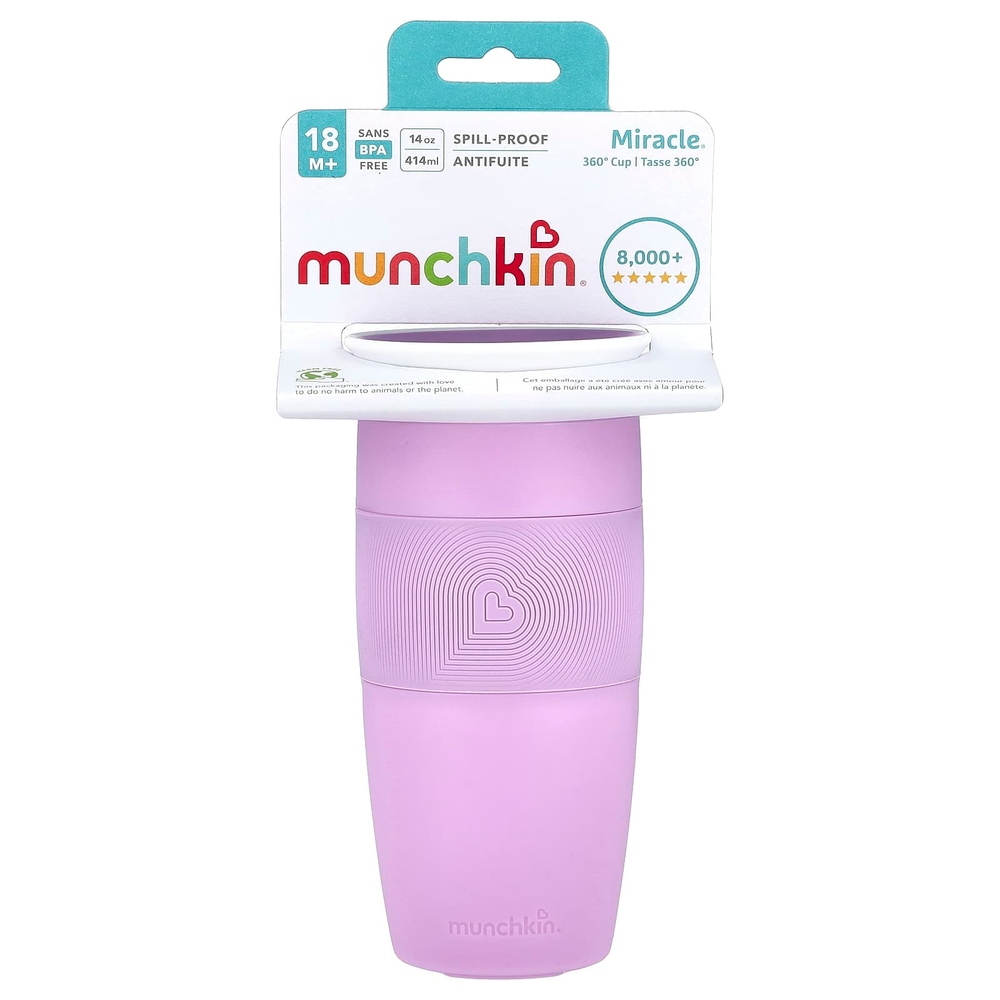 Munchkin, Miracle® 360 ° Cup, от 18 месяцев, светло-фиолетовый, 414 мл (14 унций)