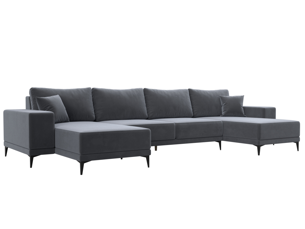 Диван П-образный Льюес, Серый, Велюр, 122413