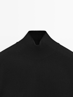 Massimo Dutti Свитер из 100% шерсти с короткими рукавами, черный