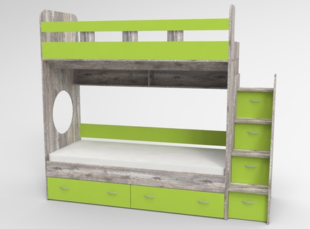 Двухъярусная кровать КарИВи Юниор 1 80х190 Бетон Лайм