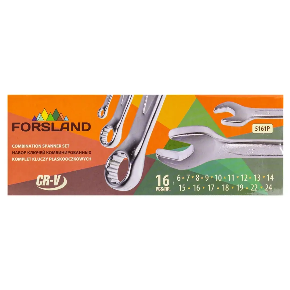 Ключи комбинированные, набор 16пр. (6-19, 22, 24мм) Forsland Forsland-5161P
