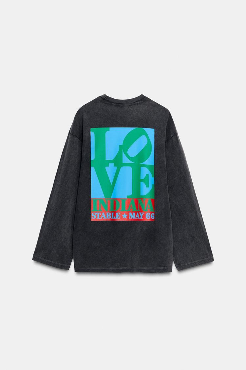 ZARA ФУТБОЛКА С ДЛИННЫМИ РУКАВАМИ С ЭФФЕКТОМ ПОТЕРТОСТИ, АНТРАЦИТОВО-СЕРЫЙ