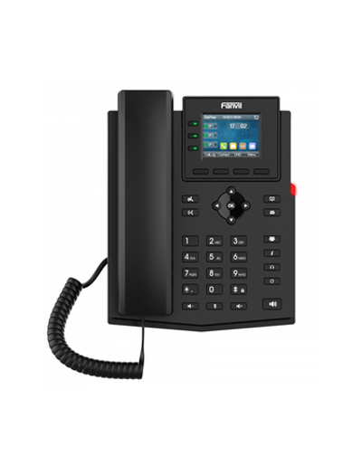 Телефон Fanvil X303G 2xEthernet 10/100/1000, LCD 320x240, цветной дисплей 2,4, 6 Parties conference, 3 Line Key, HD voice, 4 SIP Line, Opus+IPV6, PSU, POE & Gigabit