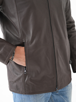 KHIMEONE Мужская кожаная демисезонная куртка (натуральная кожа, овчина)