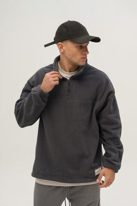 Толстовка KUL'TURA "HALF ZIP FLEECE" Темно-серый