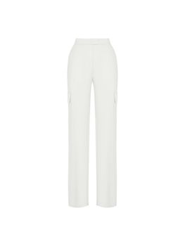 Брюки прямого кроя из сатина с накладными карманами