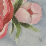 Картина авторская акварельная в паспарту 40х50 см на стену для интерьера "Пионы"