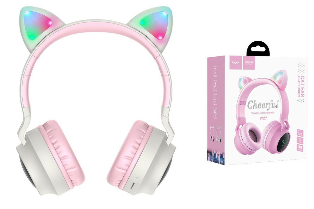 Полноразмерные Bluetooth наушники HOCO W27 Cat ear (серый)