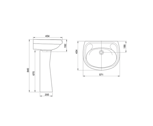 Умывальник Воротынский без отв под смеситель