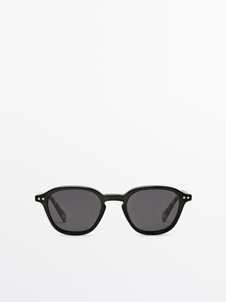 Massimo Dutti Круглые солнцезащитные очки, зеленый