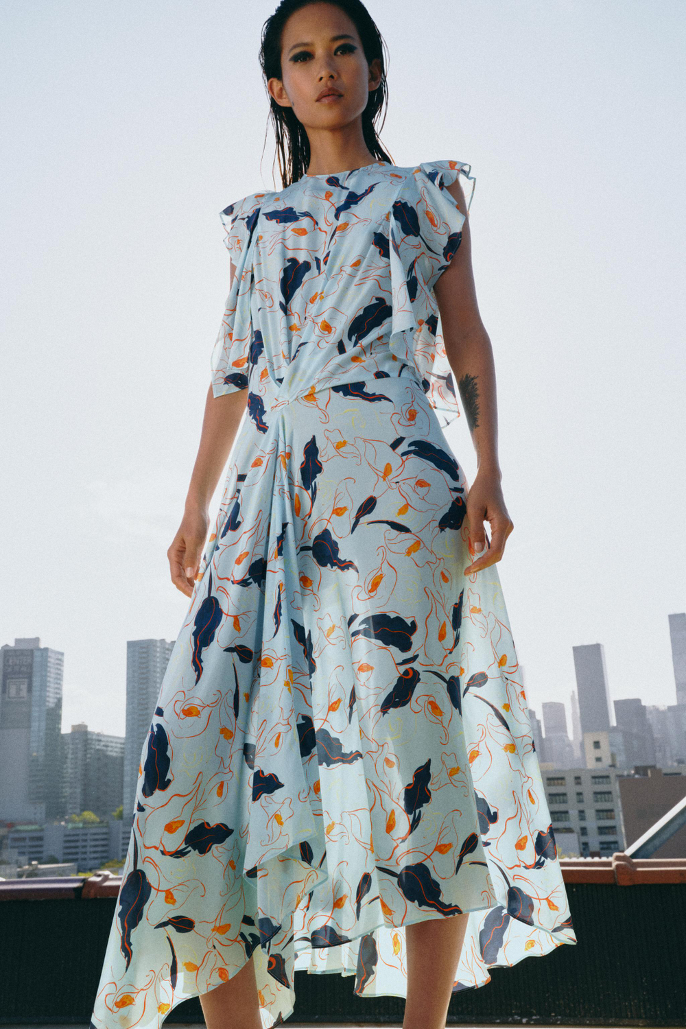 ZARA ПЛАТЬЕ С ПРИНТОМ — ZW COLLECTION, РАЗНОЦВЕТНЫЙ