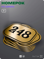 Номерок на дверь квартиры 248, для кабинета, офиса, шильдик 9 х 7 см, золотистый, Айдентика Технолоджи