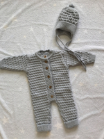 Комплект на выписку вязаный "АйШах" с шапкой и комбинезоном р.24 (Цвет: Черный, Размер: 80)