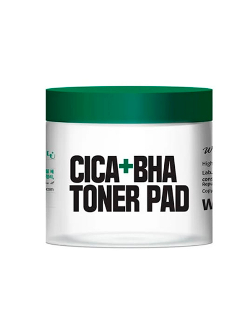 Тонер-пэды с экстрактом центлеллы азиатской W.Skin Laboratory Cica Bha Toner Pad