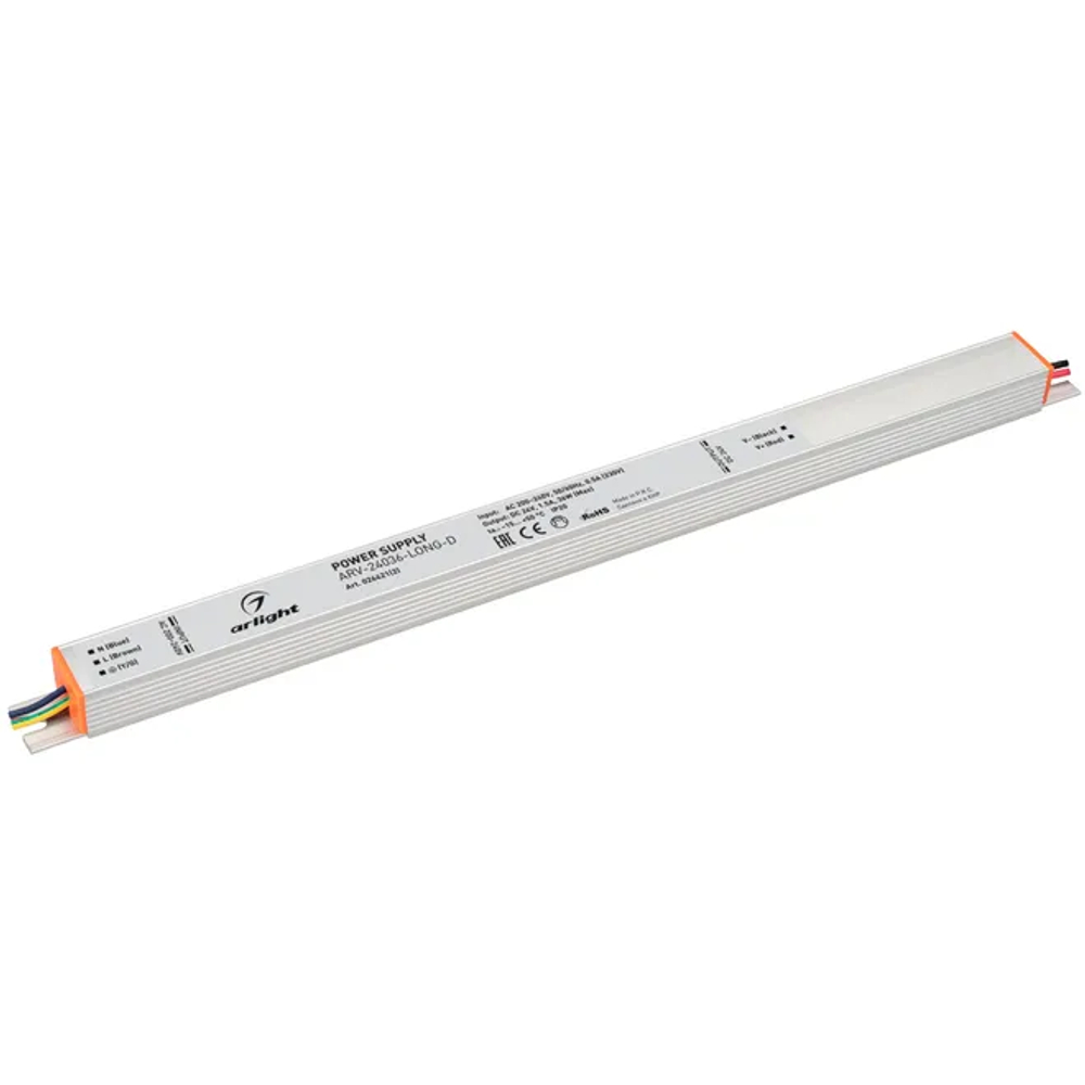 Блок питания ARV-24036-LONG-D (24V, 1.5A, 36W) (Arlight, IP20 Металл, 3 года) 026421(2)