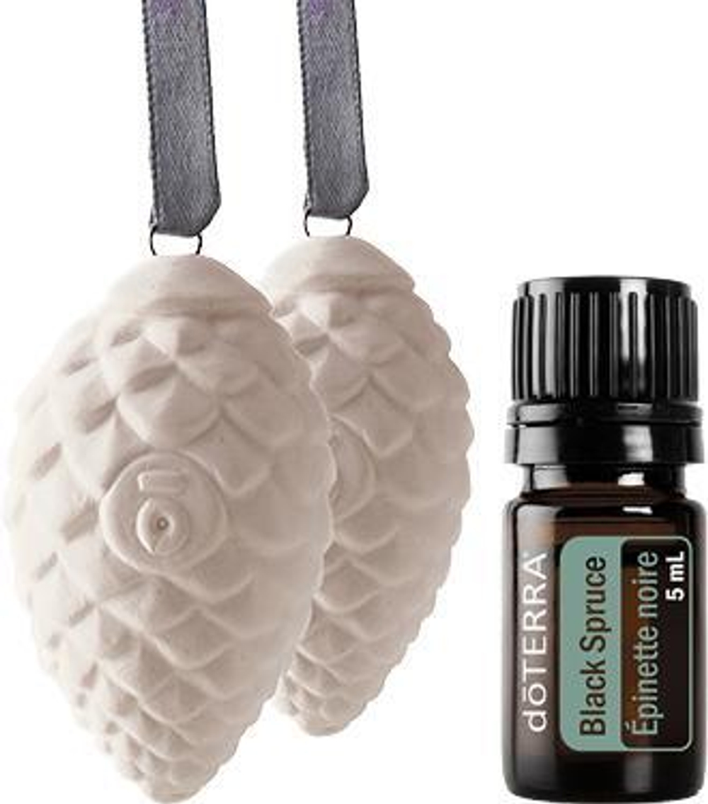 Набор doTERRA диффузор-шишка и черная ель, Black Spruce, 5 мл