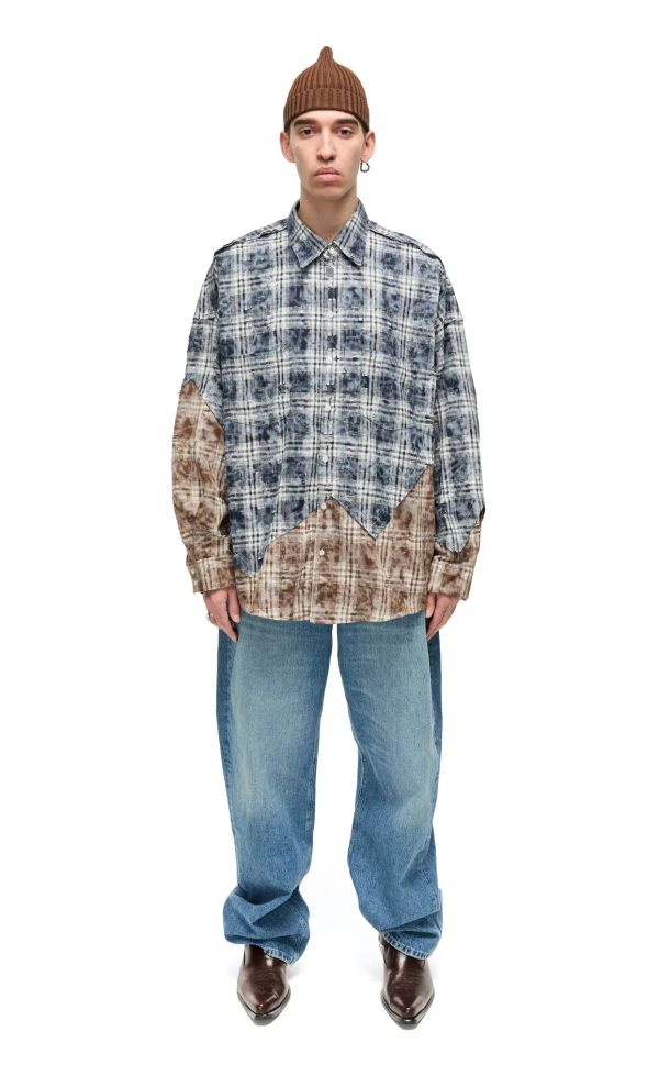 Рубашка Destroy 2.0 сине-коричневая - фото 1