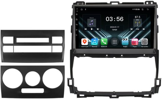 Магнитола для Toyota Land Cruiser Prado 120, Lexus GX470 (экран климата внизу, большая рамка) - FarCar DX9-8001F3 монитор 9" IPS на Android 13, 4+64Гб, CarPlay