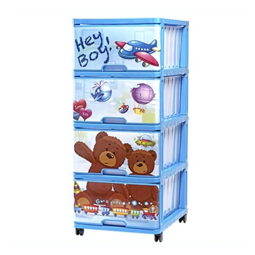 Комод 4 ящика с рис Чудо-Мишки на колесиках