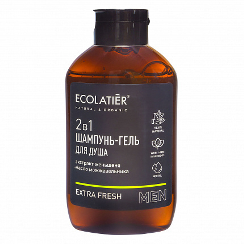Ecolatier Men Шампунь и гель для душа 2 в 1 Extra Fresh, 400 мл