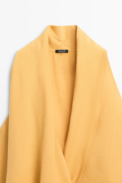 Massimo Dutti Топ из струящейся ткани с горловиной халтер и воланом, желтый