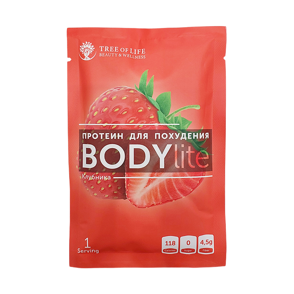 Tree of Life BODYlite 1 порция / 15 порций, Многокомпонентный Протеин для Похудения, Клубника