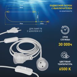 Фитолампа для растений светодиодная ЭРА FITO-10W-Ra90-Т8-AQUA для аквариума, 10 Вт, полный спектр