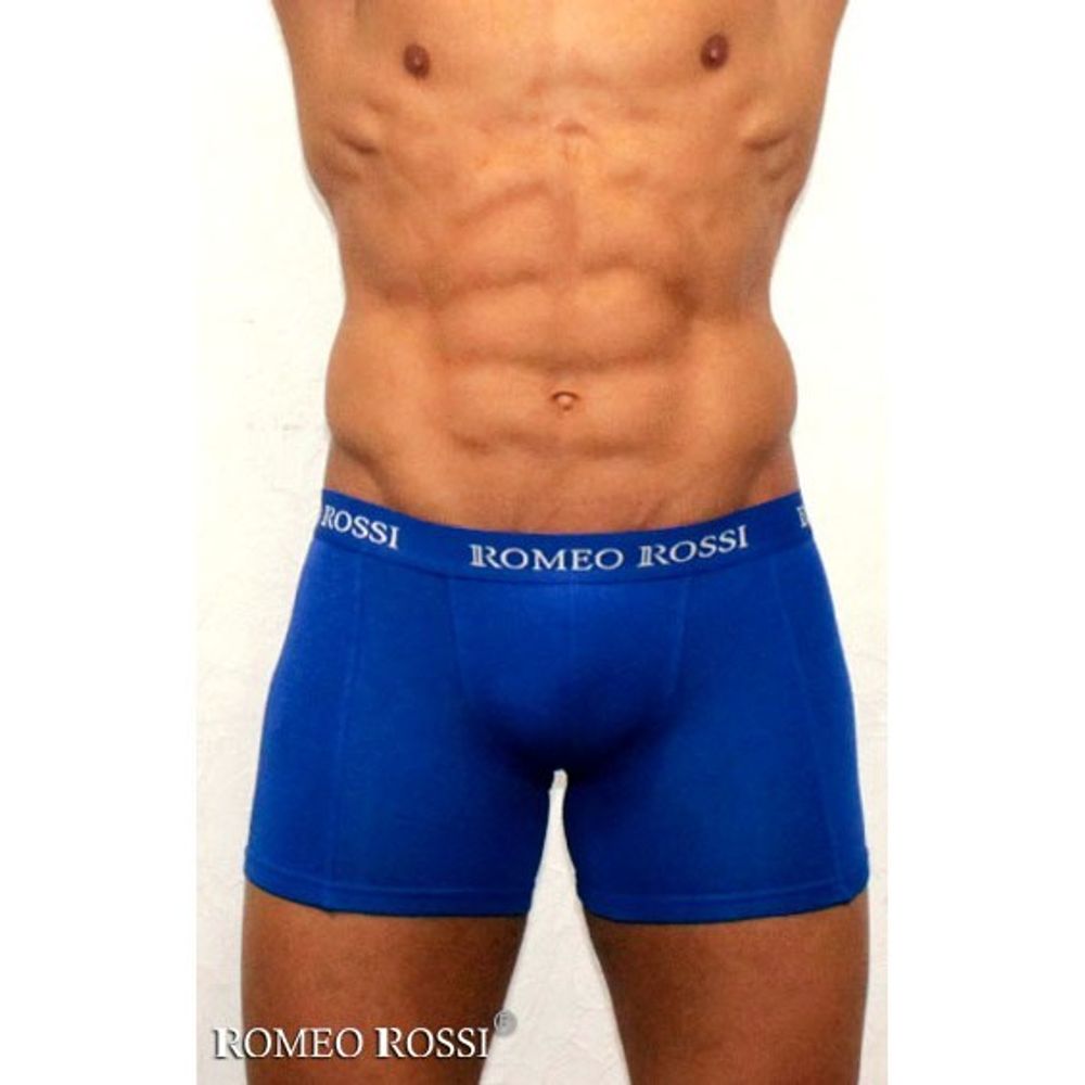 Мужские трусы боксеры удлиненные c резинкой Romeo Rossi синие RR7001-09
