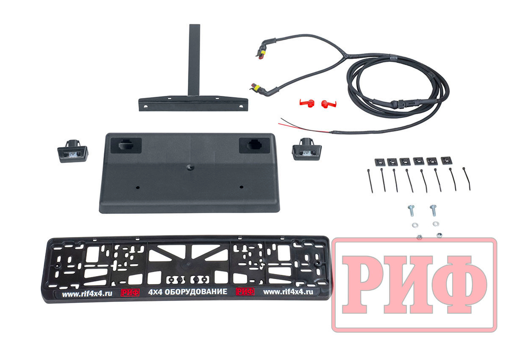 Бампер силовой задний Mitsubishi L200 2019+ с квадратом под фаркоп, калиткой, фонарями, подсветкой номера РИФ