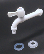 Кран с носиком (удлиненный) ПЛАСТИК 1/2 БЕЛАЯ (300/1шт)