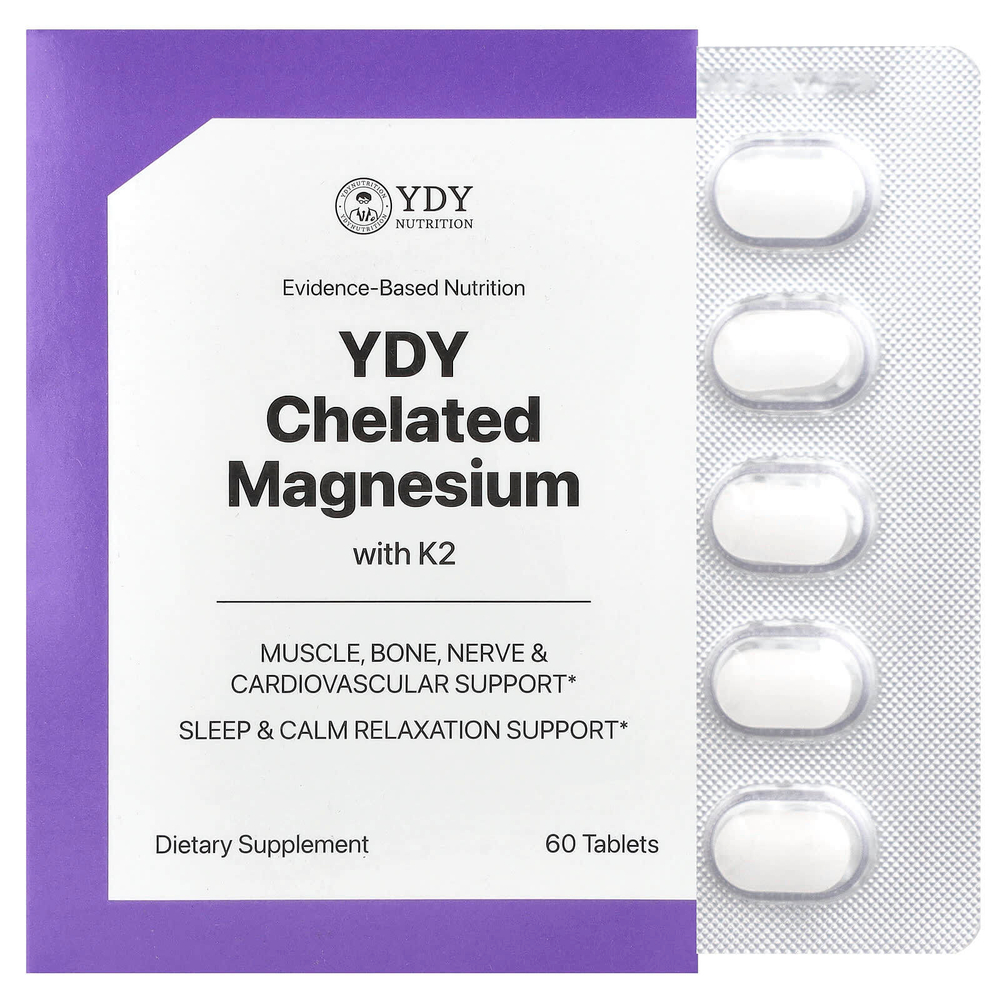 YDY, Хелатный магний с K2, 60 таблеток
