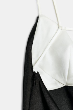 ZARA КОМБИНИРОВАННОЕ АТЛАСНОЕ МИНИ-ПЛАТЬЕ, ЧЕРНЫЙ