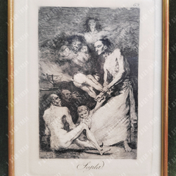 ФРАНСИСКО ДЕ ГОЙЯ. Поддувает (Sopla). Офорт 69 из цикла Los Caprichos.