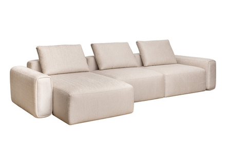 Диван Garda Decor трехместный Турин (Turin)(3 секции) с канапе и мех бежевый Koza3805-BEG 355*163,568 см