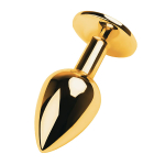 Анальная втулка 9,5см с синим стразом ToyFa Metal 717006-6